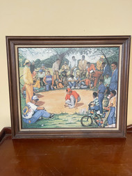 Playing marbles on canvas framed print by Ferguson