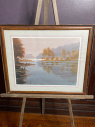 Vintage framed print of "Sunset lake" by John E. Bradley