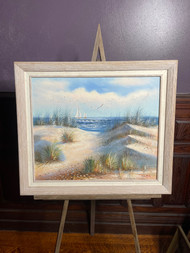 Vintage Seagulls at the Ocean acrylic on canvas painting 