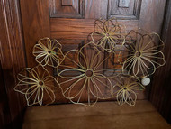Vintage gold wired frame flower wall hanging