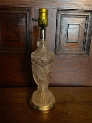Vintage small cut glass and brass table lamp