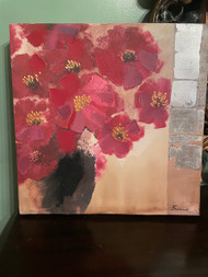 Vintage abstract floral print on canvas