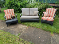 3 piece set brushed bronze patio faux wicker set