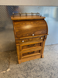 Vintage oak barrel top desk dresser