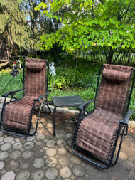 Pair of zero gravity chairs and foldable table