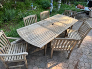 8 foot butterfly leaf teak patio table 6 chairs