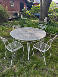 Mid century modern white iron patio set