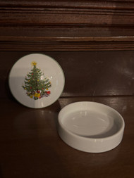 Vintage Porcelain Christmas Tree jewelry box made in Brazil by Leart