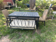 Black painted cast steel patio dining set