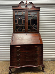 Vintage antique mahogany serpentine secretary desk