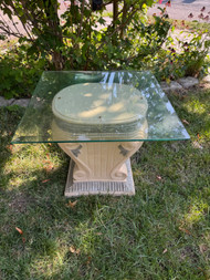 Vintage Plaster and glass top end table