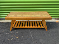 Vintage modern wood caned bench by Tommy Hilfiger