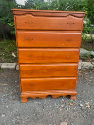 Vintage solid maple five drawer dresser