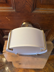 Brushed gold and fabric drum shade flush mount ceiling light