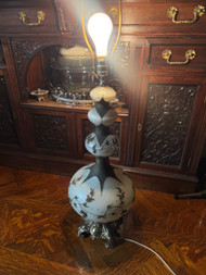 Vintage Hollywood regency frosted glass table lamp