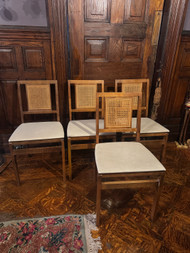 Vintage midcentury modern caned back folding chairs