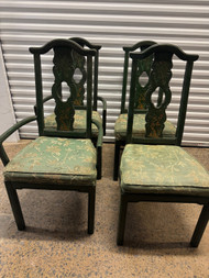 Set of four green vintage 1980s Thomasville Chinoiserie dining chairs