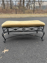 Vintage iron upholstered bench