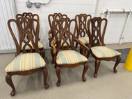 Set of 6 vintage cherry grove pierced back dining chairs by American Drew