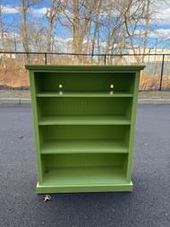 Vintage solid wood green painted bookcase