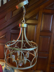 Gold painted four light chandelier