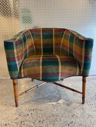 Vintage plaid barrel chair by Drexel