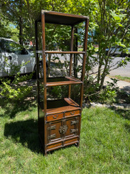 Vintage walnut  Chinoiserie Asian open book shelf
