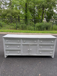 Vintage 9 drawer white wicker dresser by Lexington Henry Lynn