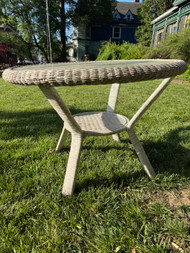 Vintage real wicker glass top patio porch table