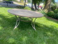 60” cast aluminum beige patio table