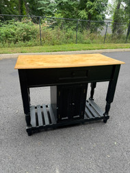 Solid wood black butcher block top top kitchen island