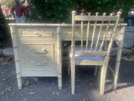 Vintage faux bamboo painted 4 drawer desk and chair
