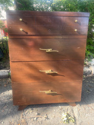 Vintage mahogany finish mid century modern four drawer dresser