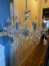 Vintage cut blown glass 8 arm chandelier