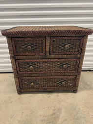 Vintage dark stained wicker four drawer dresser