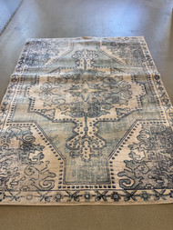 Vintage blue and white Bohemian style rug