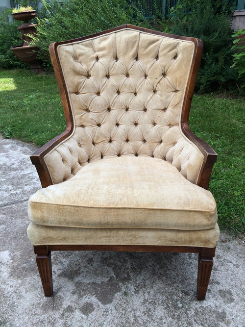 Tufted Cream Velvet Arm Chair Furniture