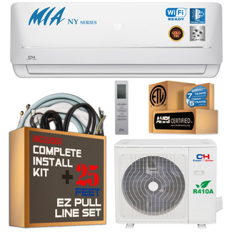  Cooper & Hunter MIA NY  Series 24000 BTU 230 V Wall Mount  Mini Split Air Conditioner Heat Pump 16 SEER  + Included 25 FT Line Set Kit 