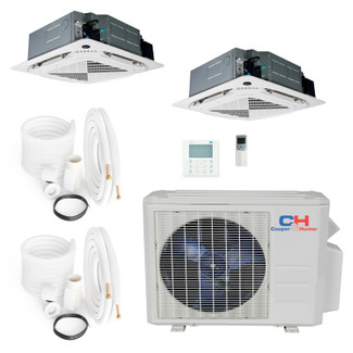 Cooper & Hunter Multi Zone 36000 BTU/230VOx 2-18 Ceiling Cassette AC + Heat Pump 50 FT Installation Include 