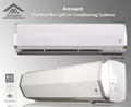 Amvent Ductless Mini Split Air Conditioning Systems are a powerful & flexible way to efficiently cool a room. Each system has two parts: an indoor unit & an outdoor unit. The indoor unit is mounted using a bracket - like a picture frame - on an exterior facing wall, then connected to the outdoor unit using a small hole drilled through the wall. Electricity is supplied via a 20 Amp Breaker (not supplied) to the Outdoor unit. The indoor unit draws its power from the outdoor unit. QUICK-INSTALL SYSTEM - All Amvent systems use the QUICK-INSTALL system, making installation easy. The QUICK-INSTALL system features pre-wired indoor & outdoor units, Quick-Connection terminals for connecting the two units & pre-flared/pre-flanged insulated line sets (connecting pipes). There is no welding or soldering needed and no need to charge the system, since the system comes pre-charged with R410 refrigerant. Complete installation kit & hardware is included, plus a manual & installation instructions. Using the QUICK-INSTALL system, setup time is cut in half.