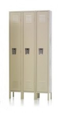 Quick Ship Metal (Steel) Lockers. Single Tier, Three Lockers Wide. Available in Gray or Tan Only.