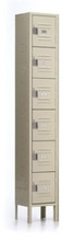 Republic Steel Quick Ship Box Lockers. One Wide, Six High.