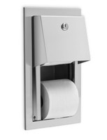 Toilet tissue dispenser for restrooms. Semi-recessed. Stainless Steel. Not Controlled