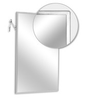 Adjustable Tilt Mirrors. Mirror Surface in Plate Glass or Stainless Steel. Stainless Steel Angle Frame