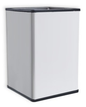 Free Standing Waste Receptacle for Restrooms. Stainless Steel with Vinyl Bumpers and Rubber Feet