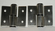 Pair of Surface Mounted Gravity Hinges. Our #90H49. For Right Hand Outswing Doors OR Left Hand Inswing Doors. Hardware included.