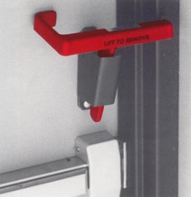 Security Latch #5506 installed on Single Right Hand Panic Door. Unfortunately, we don't have a picture with the Cable Lock - YET.