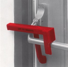 Security Latch #5507 mounted on single left hand door. Unfortunately, we do not have a picture with the cable lock.