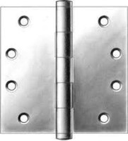 Door Hinge. Full Mortise, Plain Bearing. 4-1/2 " x 4-1/2". Dull Chrome or Brass Finish. #3301FM4.5