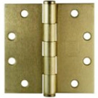 Door Hinge. Full Mortise, Plain Bearing. 4" x 4". Brass Plated. #3301FMSHBR4